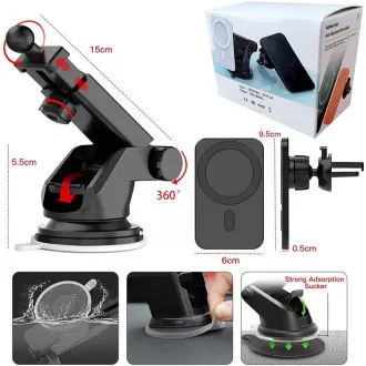1stCOOL bezdrôtová QI nabíjačka 15W, magnetická, do auta, MagSafe kompatibilná, biela
