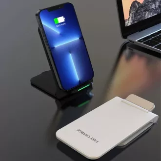 1stCOOL bezdrôtová QI nabíjačka H18, skladací stojan, USB-C, biela