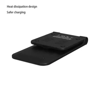 1stCOOL bezdrôtová QI nabíjačka H18, skladací stojan, USB-C, čierna