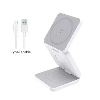 1stCOOL bezdrôtová skladacia QI nabíjačka 3v1, MagSafe, USB-C, biela