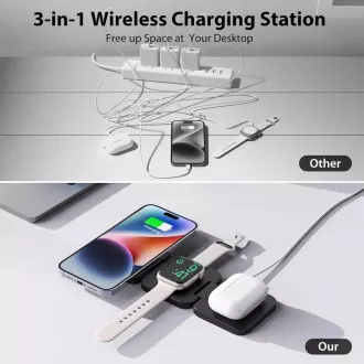 1stCOOL bezdrôtová skladacia QI nabíjačka 3v1, MagSafe, USB-C, biela