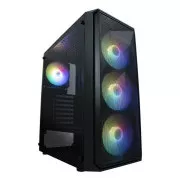 VeinX case ME19A Mid Tower, bez zdroja, 1x USB3.0, 1x USB2.0, 4x 120mm ARGB Fan, 1x ARGB Controller, čierna
