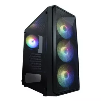 VeinX case ME19A Mid Tower, bez zdroja, 1x USB3.0, 1x USB2.0, 4x 120mm ARGB Fan, 1x ARGB Controller, čierna