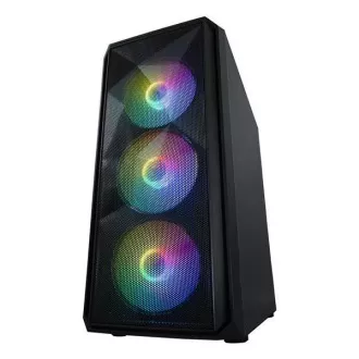 VeinX case ME19A Mid Tower, bez zdroja, 1x USB3.0, 1x USB2.0, 4x 120mm ARGB Fan, 1x ARGB Controller, čierna