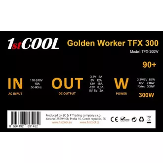 1stCOOL Zdroj Golden Worker TFX 300 88+, 300W, TFX, čierna