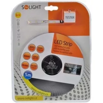 Solight LED svetelný pás s testrom, 5m, sada s 12V adaptérom, 4, 8W/m, IP20, teplá biela