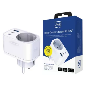 3mk sieťová nabíjačka Comfort Charger GaN 30W, biela