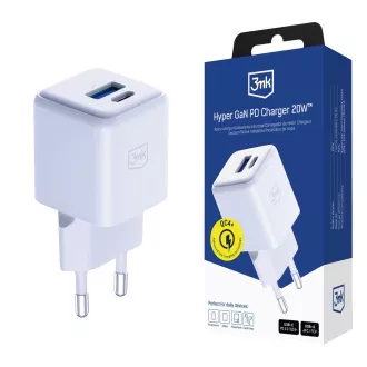 3mk sieťová nabíjačka Hyper GaN Charger 20W, biela