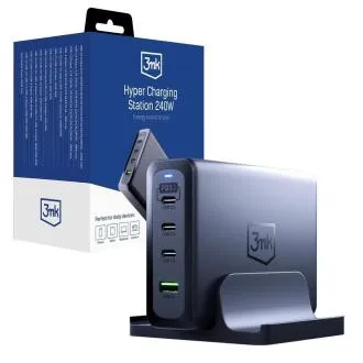 3mk nabíjacia stanica - Hyper Charging Station, 240 W, GaN, 3x USB-C + 1x USB-A 3mk nabíjacia stanica - Hyper Charging Station, 240 W, GaN, 3x USB-C + 1x USB-A