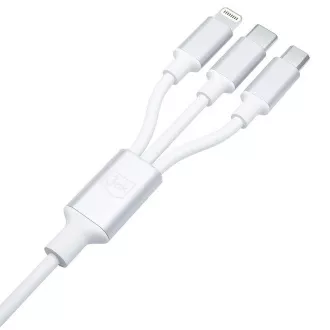 3mk nabíjací kábel - Hyper Cable 3in1 A/C to C/Micro/Lightning 1.5m, biela