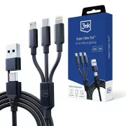3mk nabíjací kábel - Hyper Cable 3in1 A/C to C/Micro/Lightning 1.5m, čierna