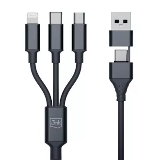 3mk nabíjací kábel - Hyper Cable 3in1 A/C to C/Micro/Lightning 1.5m, čierna