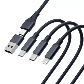 3mk nabíjací kábel - Hyper Cable 3in1 A/C to C/Micro/Lightning 1.5m, čierna