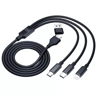 3mk nabíjací kábel - Hyper Cable 3in1 A/C to C/Micro/Lightning 1.5m, čierna
