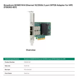 Broadcom BCM57414 Ethernet 10/25Gb 2-port SFP28 adaptér