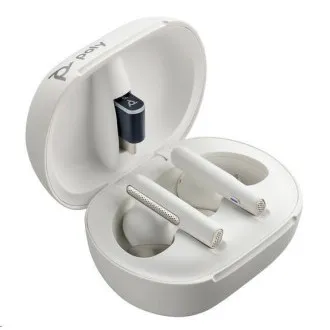 Poly Voyager Free 60+ bluetooth headset, BT700 USB-C adaptér, dotykové nabíjacie púzdro, biela Poly Voyager Free 60+ bluetooth headset, BT700 USB-C adaptér, dotykové nabíjacie púzdro, biela