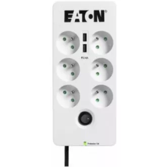 Eaton Protection Box 6 USB FR, prepäťová ochrana, 6 zásuviek, 2x USB nabíjačka, 1m