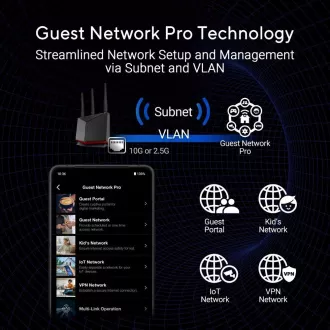 ASUS Router RT-BE86U, Herný WiFi7 Router, AiMesh, 2xWAN, 3xLAN, 1xUSB 3.2 ASUS Router RT-BE86U, Herný WiFi7 Router, AiMesh, 2xWAN, 3xLAN, 1xUSB 3.2