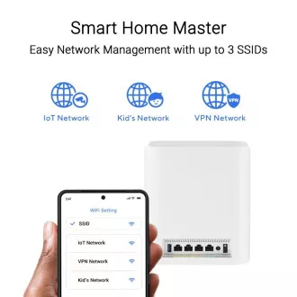 ASUS ZenWifi BT8 1-pack, WiFi7 Extendable Router, AiMesh, 1x WAN, 3x LAN, 1x 3.0