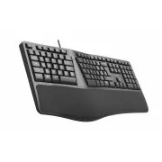 C-TECH Klávesnica KB-113E USB, ERGO, čierna, SK/SK