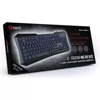 C-TECH klávesnica Arcus (GKB-15), casual gaming, CZ/SK, dúhové podsvietenie, USB