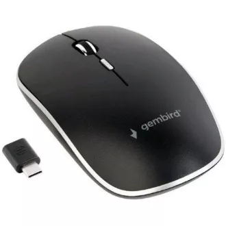 GEMBIRD myš MUSW-4BSC-01, bezdrôtová, USB Type-C receiver, čierna