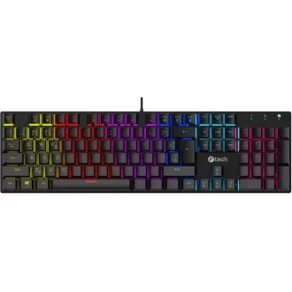 C-TECH mechanická klávesnica Morpheus, casual gaming, CZ/SK, červené spínače, RGB podsvietenie, USB