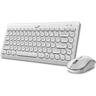 GENIUS set klávesnica s myšou LuxeMate Q8000 White/ Bezdrôtový set 2, 4GHz mini receiver/ USB/ biela/ retro design/ CZ+SK l
