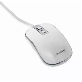 GEMBIRD myš MUS-4B-06-WS, drôtová, optická, USB, biela/strieborná