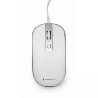 GEMBIRD myš MUS-4B-06-WS, drôtová, optická, USB, biela/strieborná