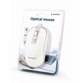 GEMBIRD myš MUS-4B-06-WS, drôtová, optická, USB, biela/strieborná