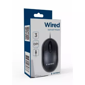 GEMBIRD Wired optical myš, USB, čierna