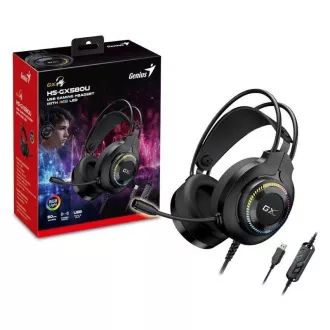GENIUS slúchadlá s mikrofónom GX GAMING HS-GX580U, USB, RGB, čierna