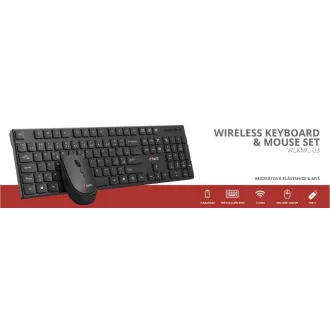 C-TECH klávesnica s myšou WLKMC-03, Bezdrôtový set 2.4GHz, CZ, Čierna