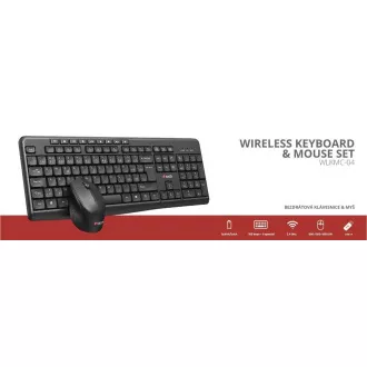 C-TECH klávesnica s myšou WLKMC-04, Bezdrôtový set 2.4GHz, CZ, Čierna