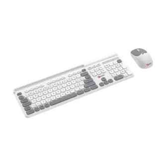C-TECH klávesnica s myšou WLKMC-05W, Bezdrôtový set 2.4GHz, CZ, Biela