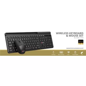 C-TECH klávesnica s myšou WLKMC-05B, Bezdrôtový set 2.4GHz, CZ, Čierna
