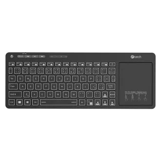 C-TECH Klávesnica WLTK-03, Bezdrôtová, Touchpad, čierna