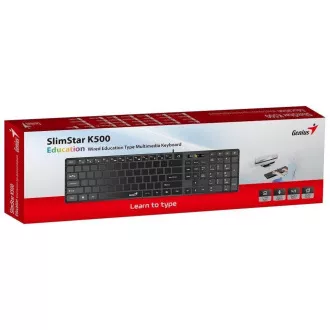 GENIUS Klávesnica Slimstar K500 Education, Bez písmen, Drôtová USB, čierna
