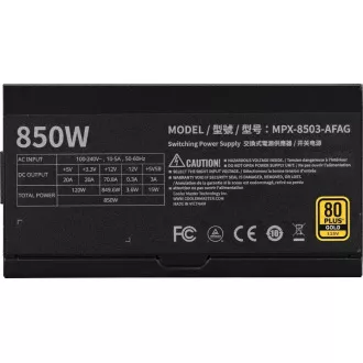 Cooler Master zdroj 850W MWE Gold 3, 120mm, 80+ Gold, Plne modulárny, ATX 3.1