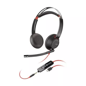 Poly Blackwire 5220 náhlavná súprava, 3.5 mm jack + USB-C/A adaptér, stereo
