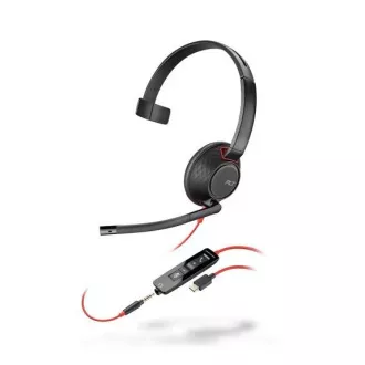 Poly Blackwire 5210 náhlavná súprava, 3.5 mm jack + USB-C/A adaptér, mono