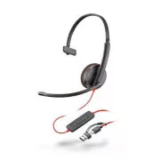 Poly Blackwire 3210 náhlavná súprava, USB-C/A adaptér, mono