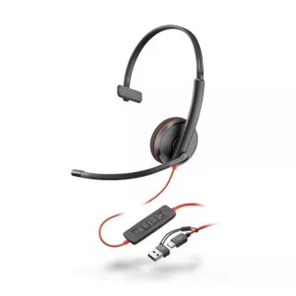 Poly Blackwire 3210 náhlavná súprava, USB-C/A adaptér, mono Poly Blackwire 3210 náhlavná súprava, USB-C/A adaptér, mono
