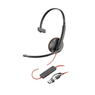 Poly Blackwire 3220 náhlavná súprava, USB-C/A adaptér, stereo (bulk)