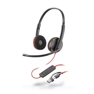 Poly Blackwire 3220 náhlavná súprava, USB-C/A adaptér, stereo