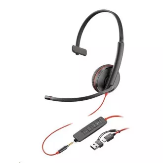 Poly Blackwire 3215 náhlavná súprava, 3.5 mm jack + USB-C/A adaptér, mono (bulk)