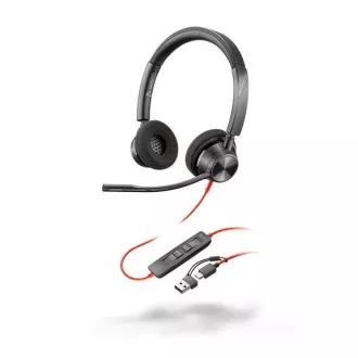 Poly Blackwire 3320 MS Teams náhlavná súprava, USB-C/A adaptér, stereo