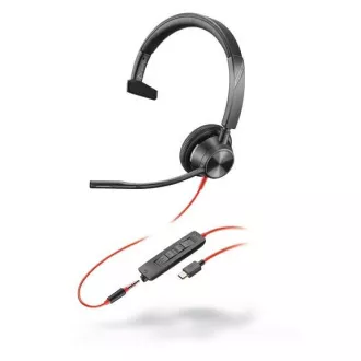 Poly Blackwire 3315 MS Teams náhlavná súprava, 3.5 mm jack + USB-C/A adaptér, mono