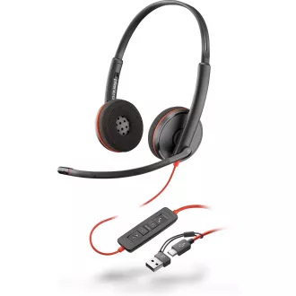 Poly Blackwire 3220 náhlavná súprava, USB-C/A adaptér, stereo